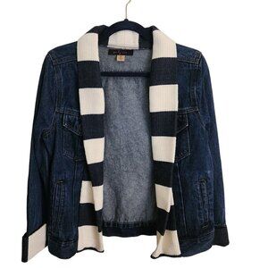 Pearly Vine Unique Sweater Denim Jean Jacket Size S